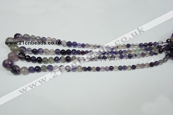 CRO731 15.5 inches 6mm – 14mm faceted round fluorite gemstone beads