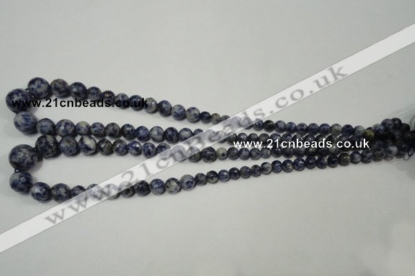 CRO733 15.5 inches 6mm – 14mm faceted round blue spot stone beads