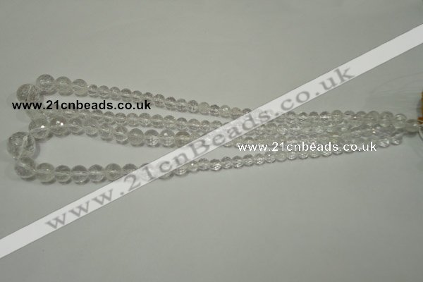 CRO741 15.5 inches 6mm – 14mm faceted round white crystal beads