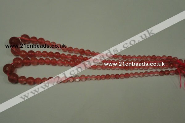 CRO745 15.5 inches 6mm – 14mm faceted round cherry quartz beads