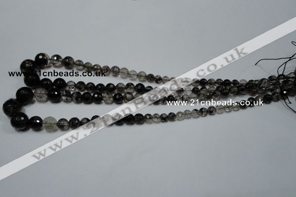 CRO749 15.5 inches 6mm – 14mm faceted round watermelon black beads