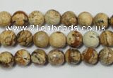 CRO762 15.5 inches 8mm faceted round picture jasper beads wholesale