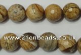 CRO764 15.5 inches 12mm faceted round picture jasper beads wholesale