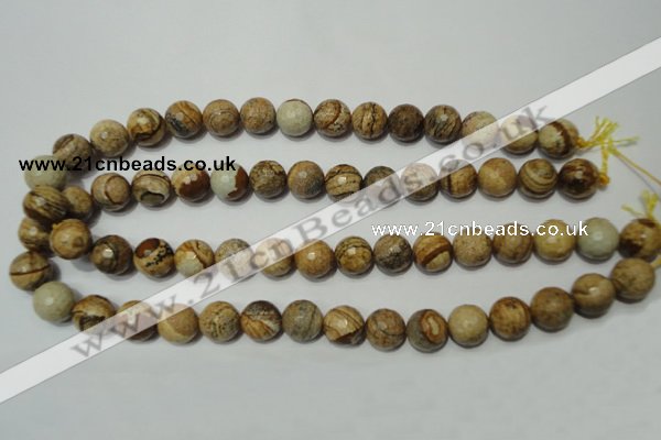 CRO764 15.5 inches 12mm faceted round picture jasper beads wholesale