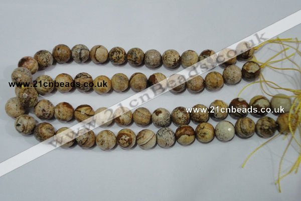 CRO765 15.5 inches 14mm faceted round picture jasper beads wholesale