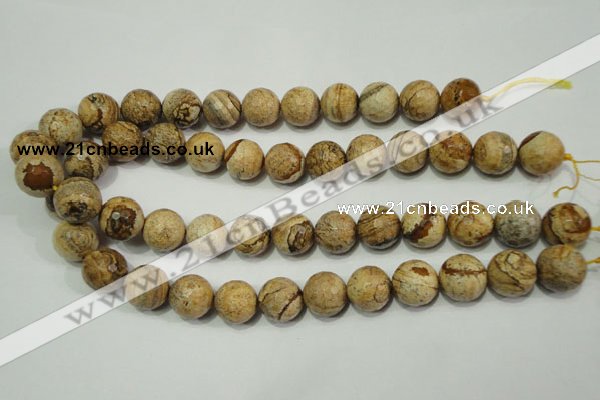 CRO766 15.5 inches 16mm faceted round picture jasper beads wholesale