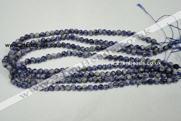 CRO771 15.5 inches 6mm faceted round blue spot stone beads wholesale