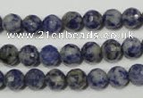 CRO772 15.5 inches 8mm faceted round blue spot stone beads wholesale