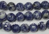 CRO773 15.5 inches 10mm faceted round blue spot stone beads wholesale