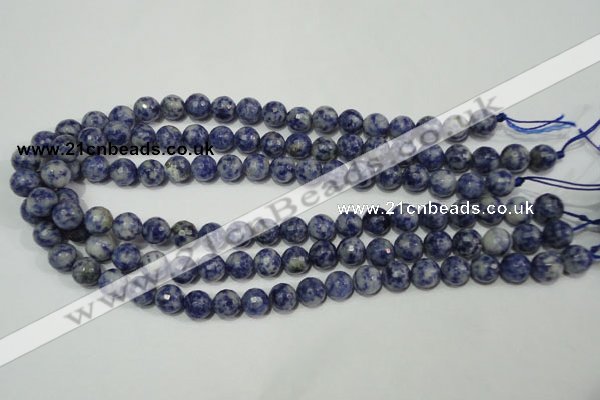 CRO773 15.5 inches 10mm faceted round blue spot stone beads wholesale