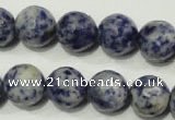 CRO775 15.5 inches 14mm faceted round blue spot stone beads wholesale