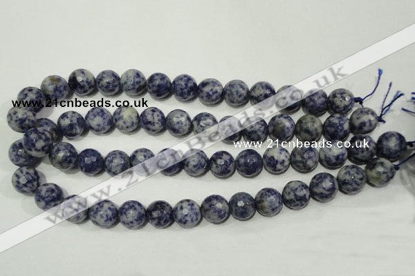 CRO775 15.5 inches 14mm faceted round blue spot stone beads wholesale