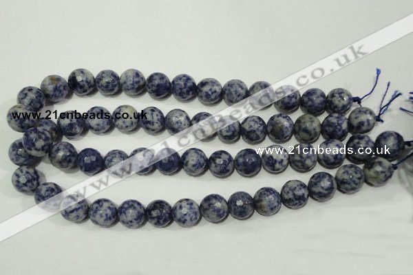 CRO776 15.5 inches 16mm faceted round blue spot stone beads wholesale