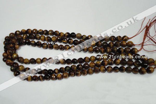 CRO782 15.5 inches 8mm faceted round yellow tiger eye beads wholesale