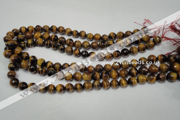 CRO783 15.5 inches 10mm faceted round yellow tiger eye beads wholesale