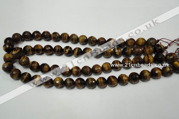 CRO784 15.5 inches 12mm faceted round yellow tiger eye beads wholesale