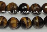 CRO786 15.5 inches 16mm faceted round yellow tiger eye beads wholesale