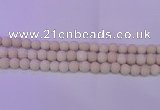 CRO790 15.5 inches 4mm round matte rice white fossil beads