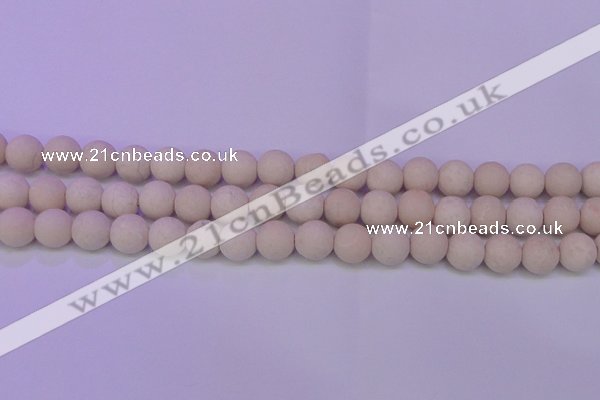 CRO790 15.5 inches 4mm round matte rice white fossil beads