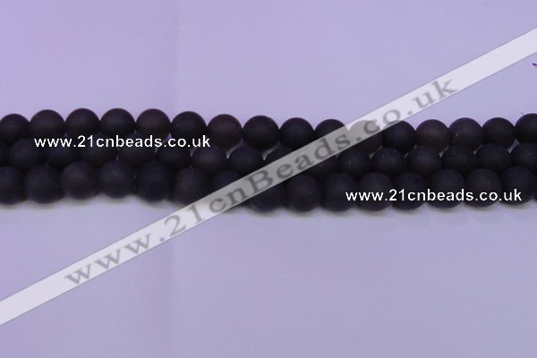 CRO841 15.5 inches 6mm round matte smoky quartz beads