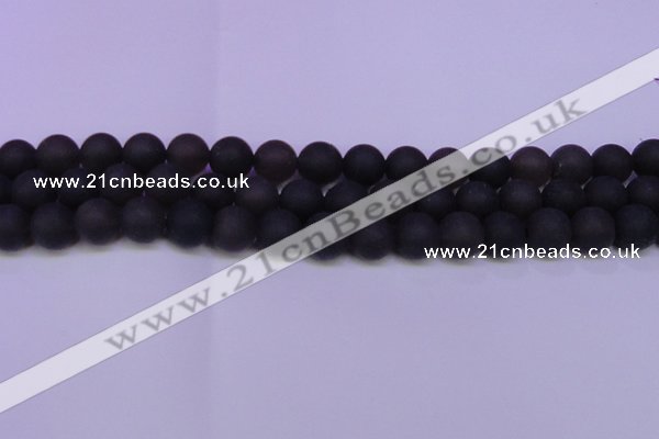 CRO842 15.5 inches 8mm round matte smoky quartz beads