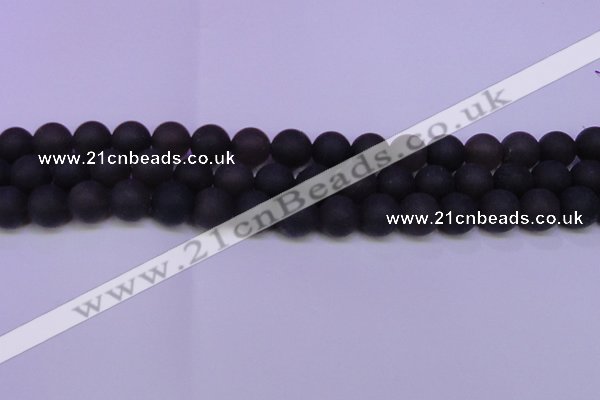 CRO844 15.5 inches 12mm round matte smoky quartz beads