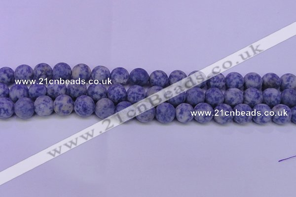 CRO850 15.5 inches 4mm round matte blue spot beads