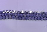 CRO852 15.5 inches 8mm round matte blue spot beads