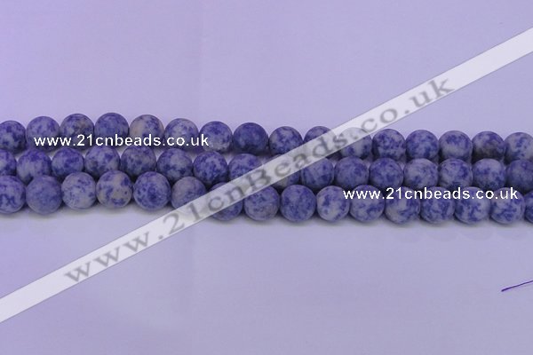 CRO853 15.5 inches 10mm round matte blue spot beads