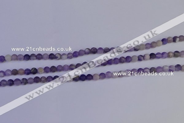 CRO920 15.5 inches 4mm round matte dogtooth amethyst beads