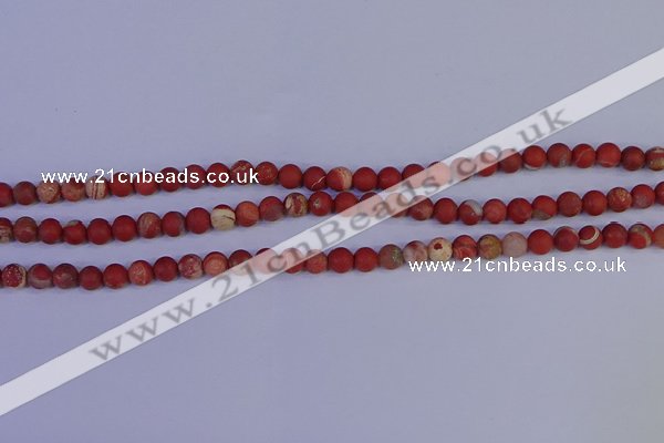 CRO930 15.5 inches 4mm round matte red jasper beads wholesale