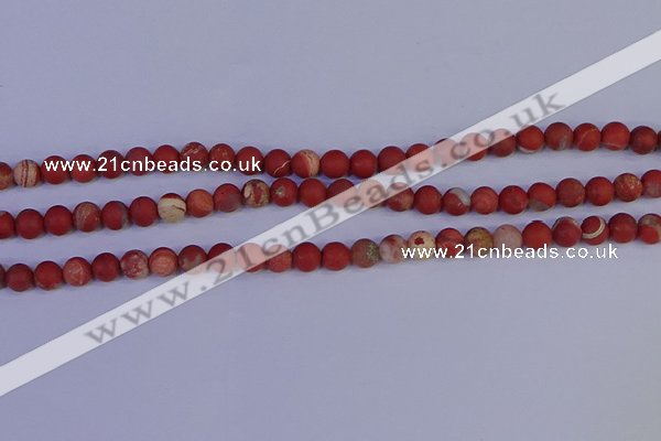 CRO931 15.5 inches 6mm round matte red jasper beads wholesale