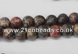 CRO94 15.5 inches 8mm round red leopard skin jasper beads wholesale