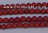 CRO940 15.5 inches 4mm round matte red jasper beads wholesale