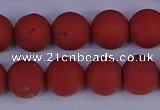 CRO944 15.5 inches 12mm round matte red jasper beads wholesale