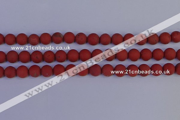 CRO945 15.5 inches 14mm round matte red jasper beads wholesale