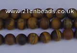 CRO960 15.5 inches 4mm round matte yellow tiger eye beads wholesale