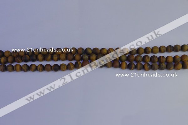 CRO960 15.5 inches 4mm round matte yellow tiger eye beads wholesale