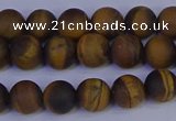 CRO962 15.5 inches 8mm round matte yellow tiger eye beads wholesale