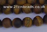 CRO963 15.5 inches 10mm round matte yellow tiger eye beads wholesale