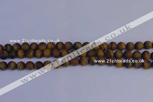 CRO963 15.5 inches 10mm round matte yellow tiger eye beads wholesale