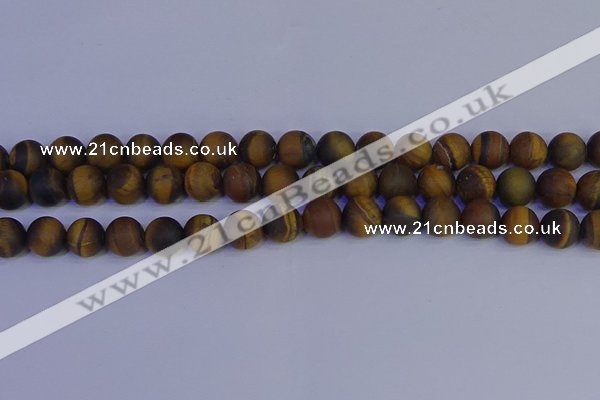 CRO964 15.5 inches 12mm round matte yellow tiger eye beads wholesale