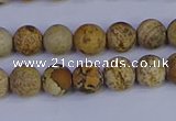 CRO971 15.5 inches 6mm round matte picture jasper beads wholesale