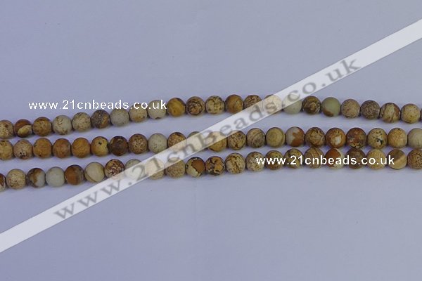 CRO971 15.5 inches 6mm round matte picture jasper beads wholesale