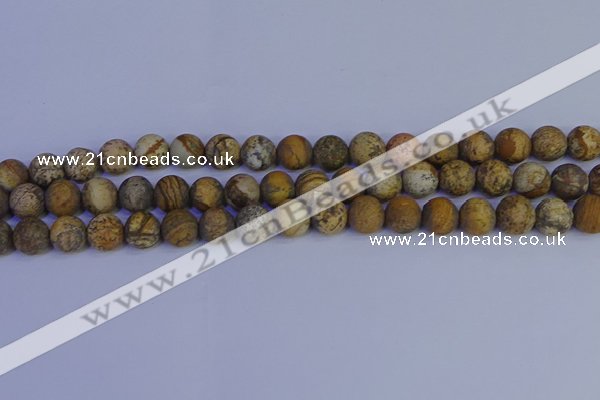 CRO972 15.5 inches 8mm round matte picture jasper beads wholesale