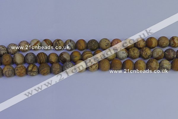 CRO973 15.5 inches 10mm round matte picture jasper beads wholesale