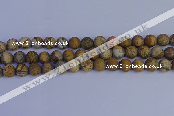 CRO974 15.5 inches 12mm round matte picture jasper beads wholesale