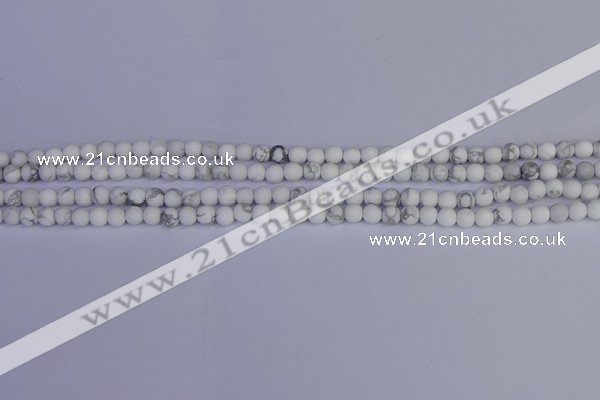 CRO980 15.5 inches 4mm round matte white howlite beads wholesale