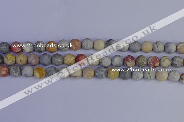 CRO994 15.5 inches 12mm round matte sky eye stone beads wholesale