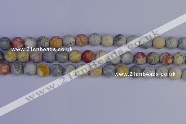 CRO995 15.5 inches 14mm round matte sky eye stone beads wholesale